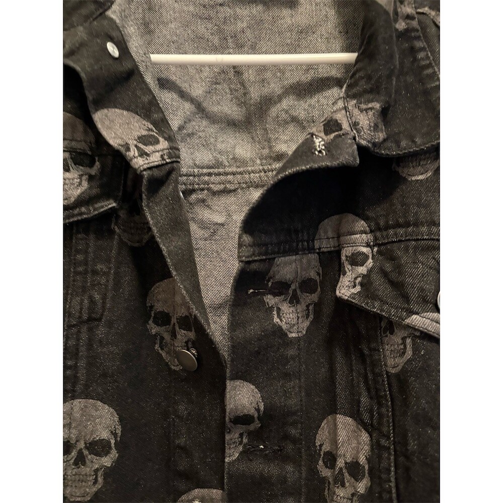 Busch Gardens Howl-O-Scream Jacket Mens L Black Skull Print Halloween - Picture 2 of 9